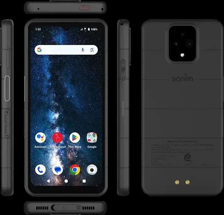 Sonim XP Pro rugged smartphone shown from the front, back, and sides