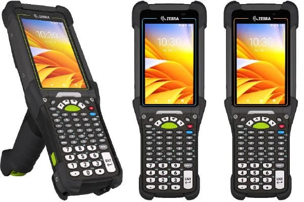 Zebra MC9450 trigger-grip mobile computer, illustrated with MC9400/MC9450 family keypad options